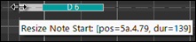 Piano Roll Window - Click and drag from the left edge of a note