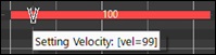 Piano Roll Window - current velocity value
