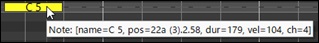 Piano Roll Window - Note Tooltip