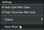 Stem Splitter Player - Settings menu - Reset Mixer