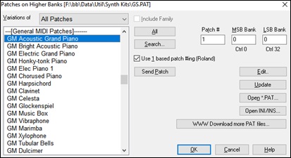 Patches on Higher Banks dialog