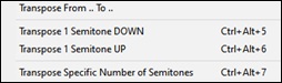 Edit | Transpose submenu