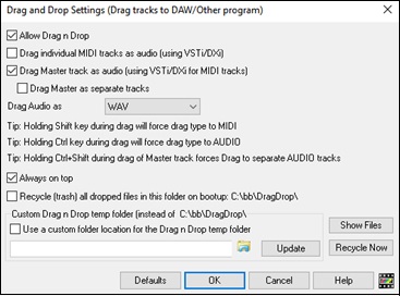 Drag and Drop Settings
