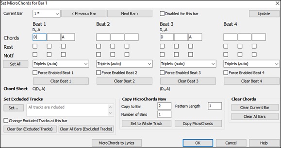 Set MicroChords dialog