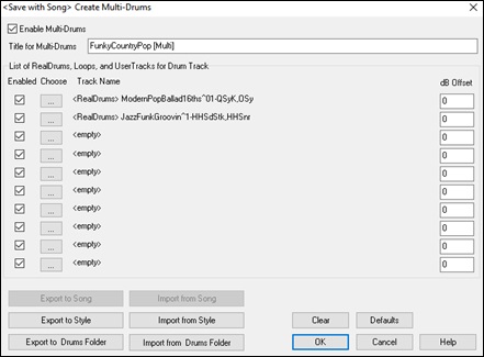 Create Multi-Drums dialog