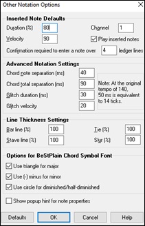 Other Notation Options dialog