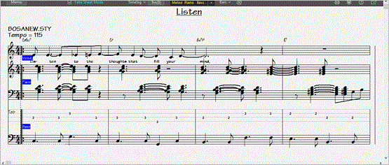 Lead Sheet window with multiple tracks