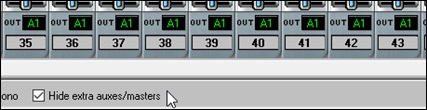 "Hide extra auxes/masters” checkbox in Mixer Window