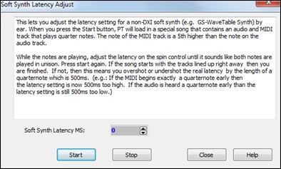 Soft Synth Latency Adjust dialog
